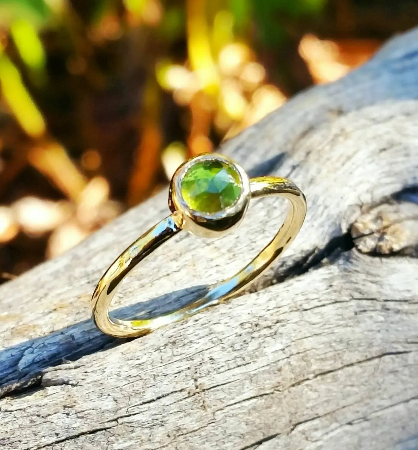 Peridot Gold Stacking Ring, Gemstone Birthstone Jewelry, Mother's Stackable Ring, Handcrafted By Helene's Dreams