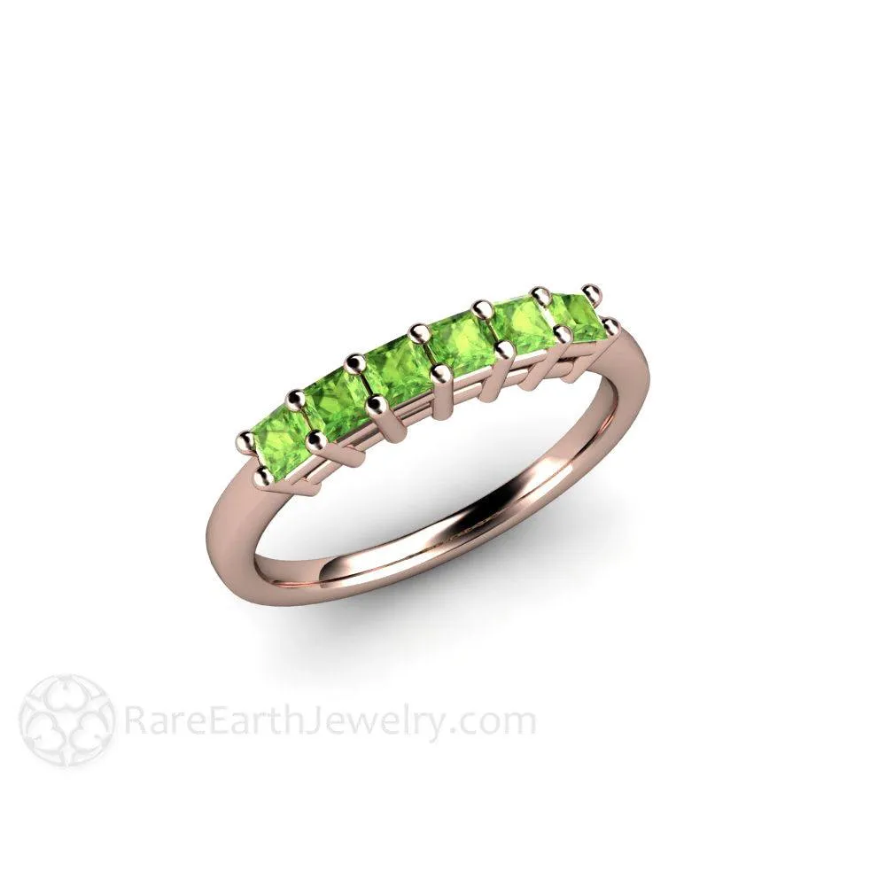 Peridot Princess Anniversary Band Stacking Ring August Birthstone