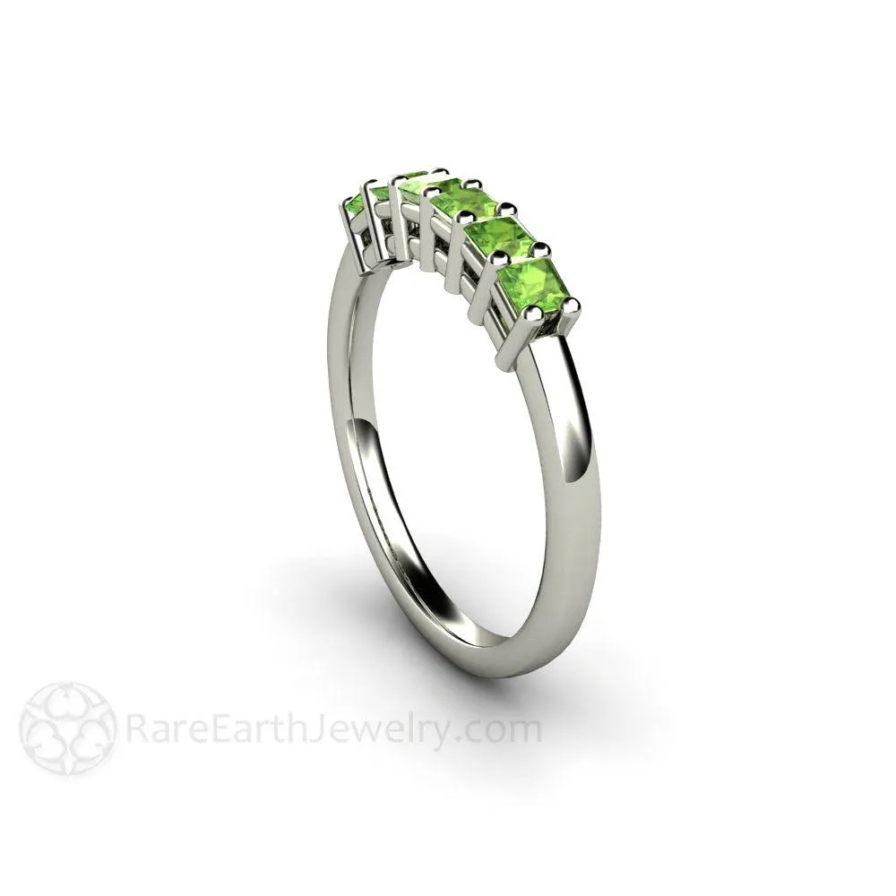 Peridot Princess Anniversary Band Stacking Ring August Birthstone