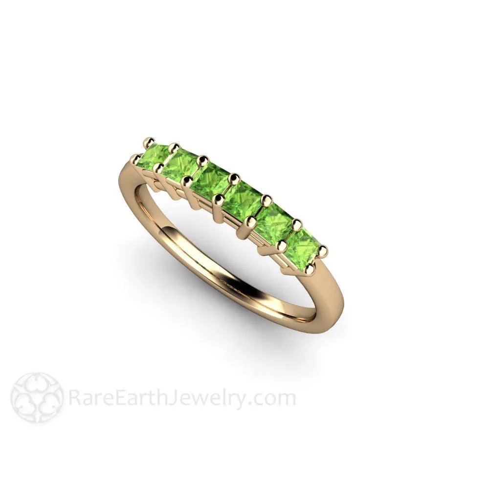 Peridot Princess Anniversary Band Stacking Ring August Birthstone