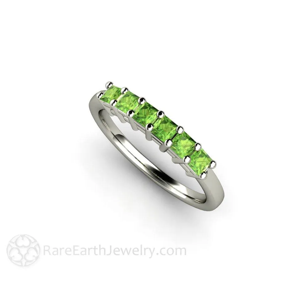 Peridot Princess Anniversary Band Stacking Ring August Birthstone