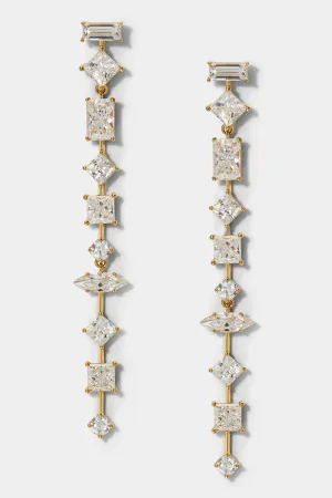 RARE JEWELS MULTI CZ LINEAR EARRINGS