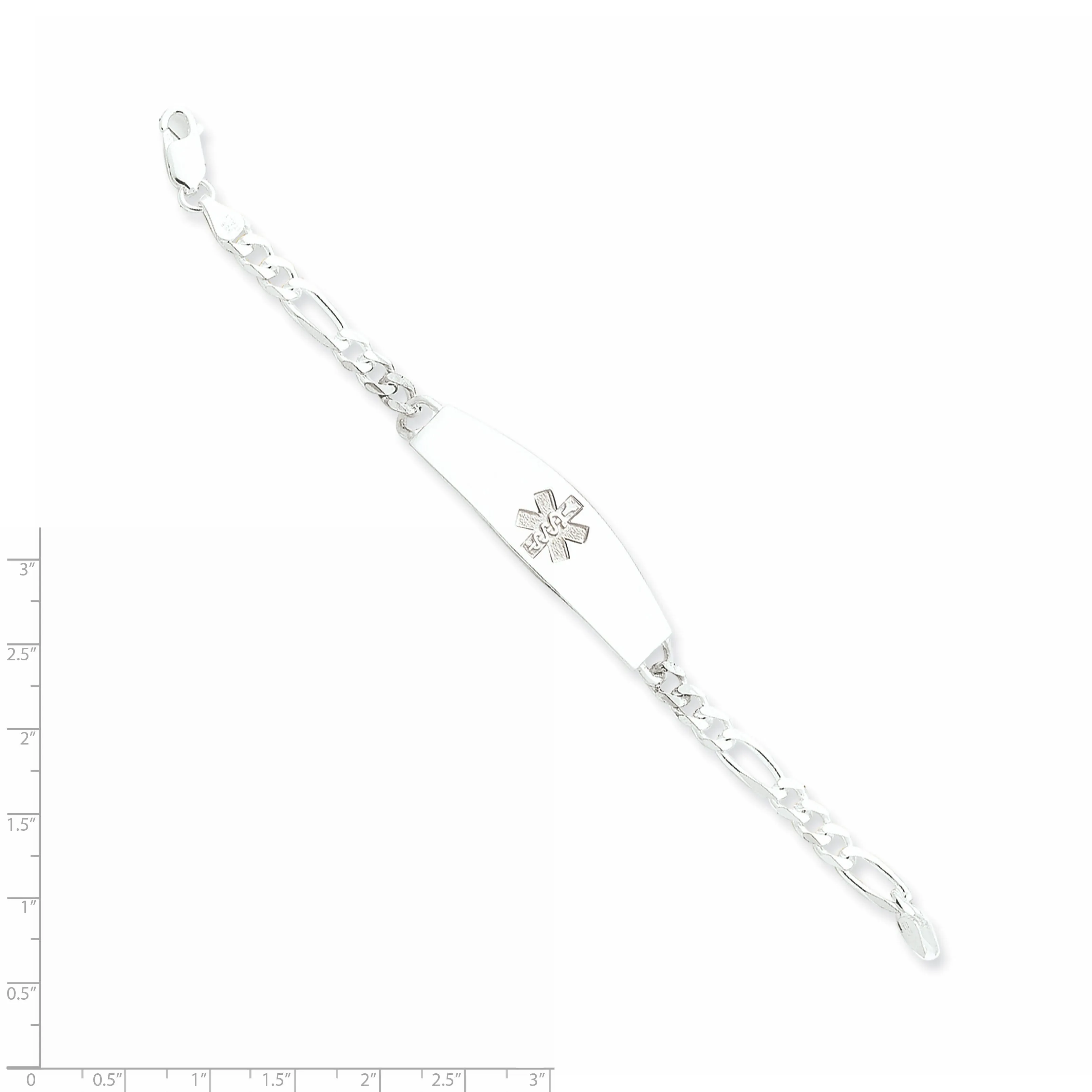 Silver 5-MM Wide Medical ID 8-inch Figaro Bracelet.