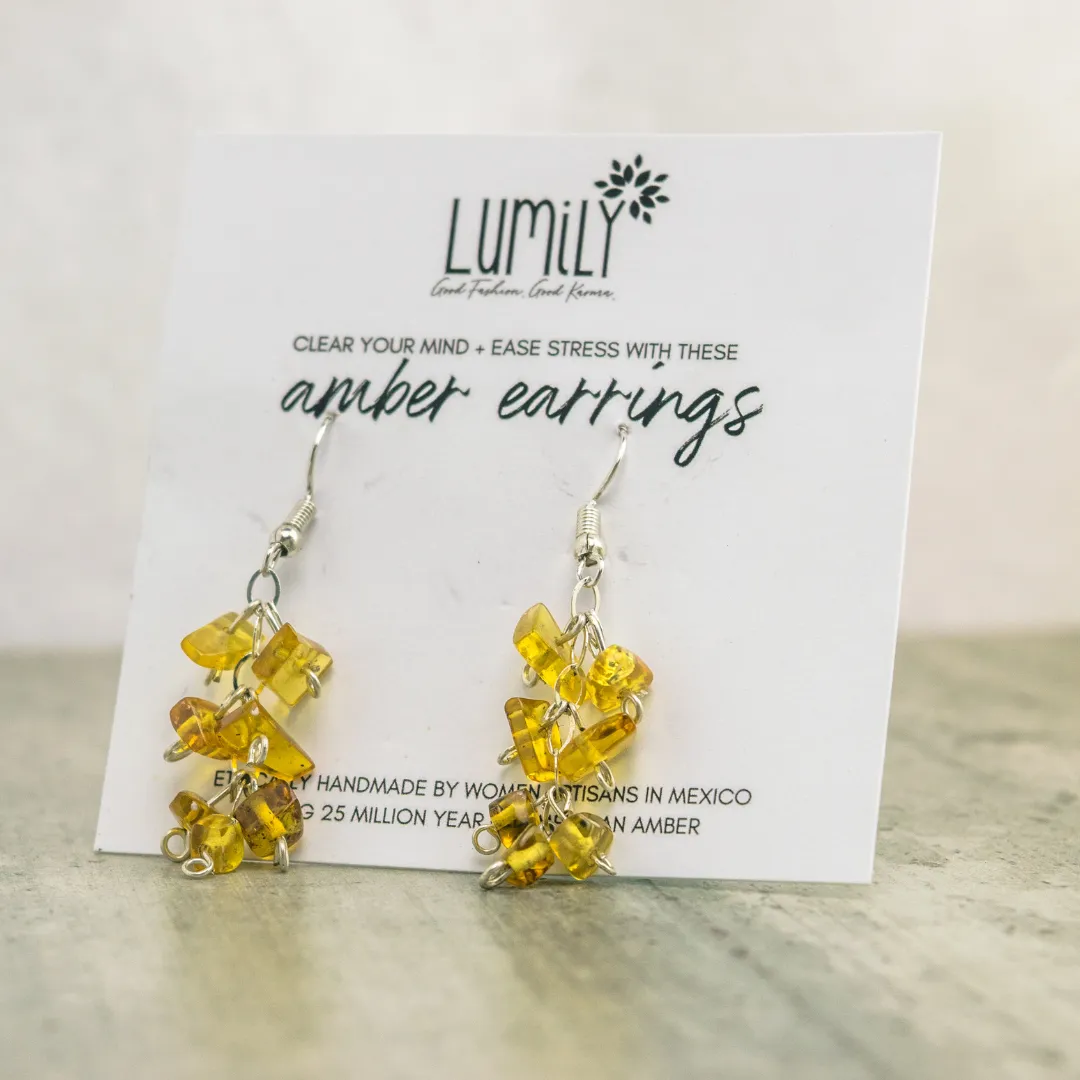 Simojovel Amber Waterfall Earrings - Mexico