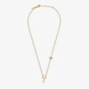 Solaria Baroque Pearl Gold Plated Zirconia 46cm   5cm Necklace 7160