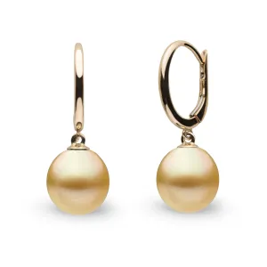 Solid Eternal Collection 9.0-10.0 mm Golden South Sea Drop Pearl Earrings