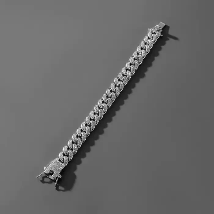 Sparkling Rhinestone Cuban Link Chain Bracelet