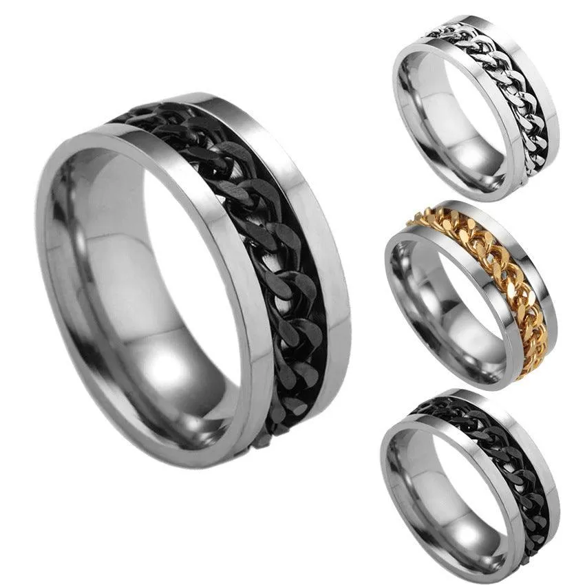 Stainless Steel Spinner Ring: Beer Corkscrew Design for Casual Wear