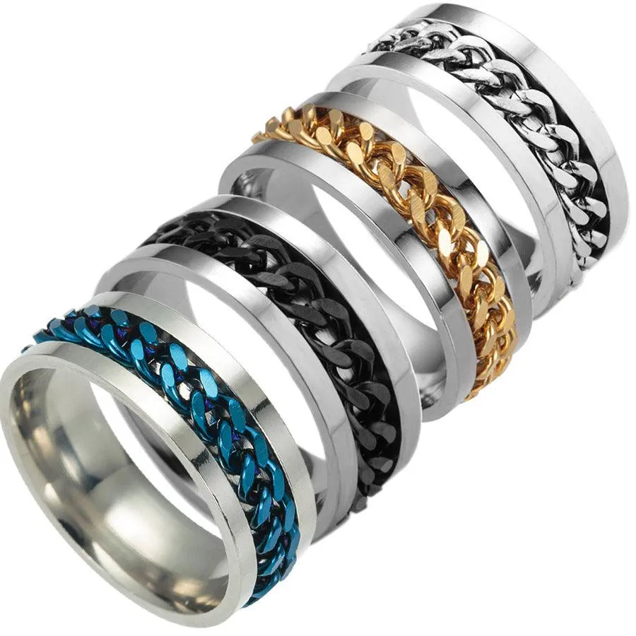 Stainless Steel Spinner Ring: Beer Corkscrew Design for Casual Wear