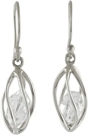 Starborn Herkimer Quartz Crystal in Sterling Silver Spiral Earrings