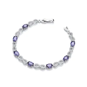 Sterling Silver Blue Sapphire CZ Infinity Bracelet