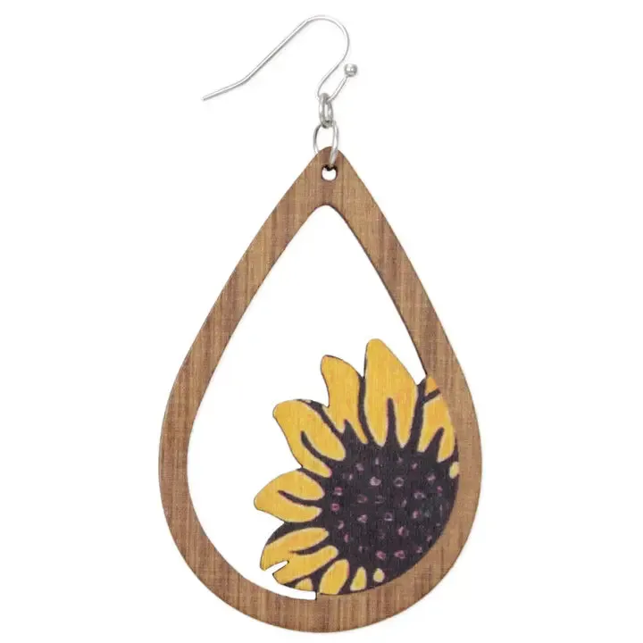 Sunflower Daydream Wood Earrings