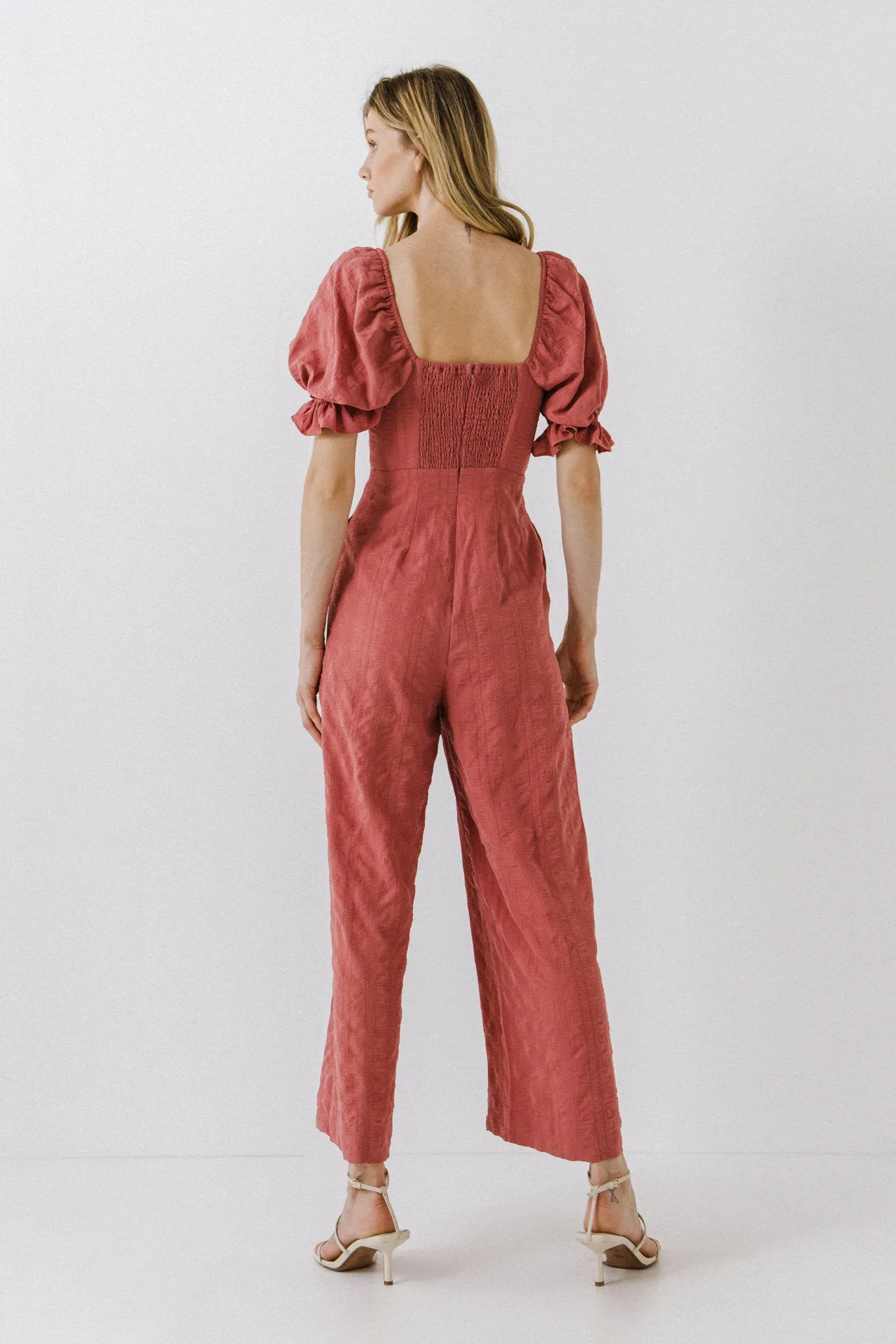 Textured Square Neck Jumpsuit