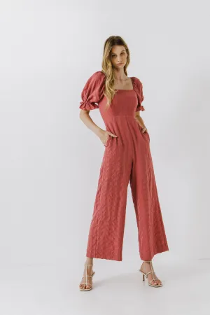 Textured Square Neck Jumpsuit