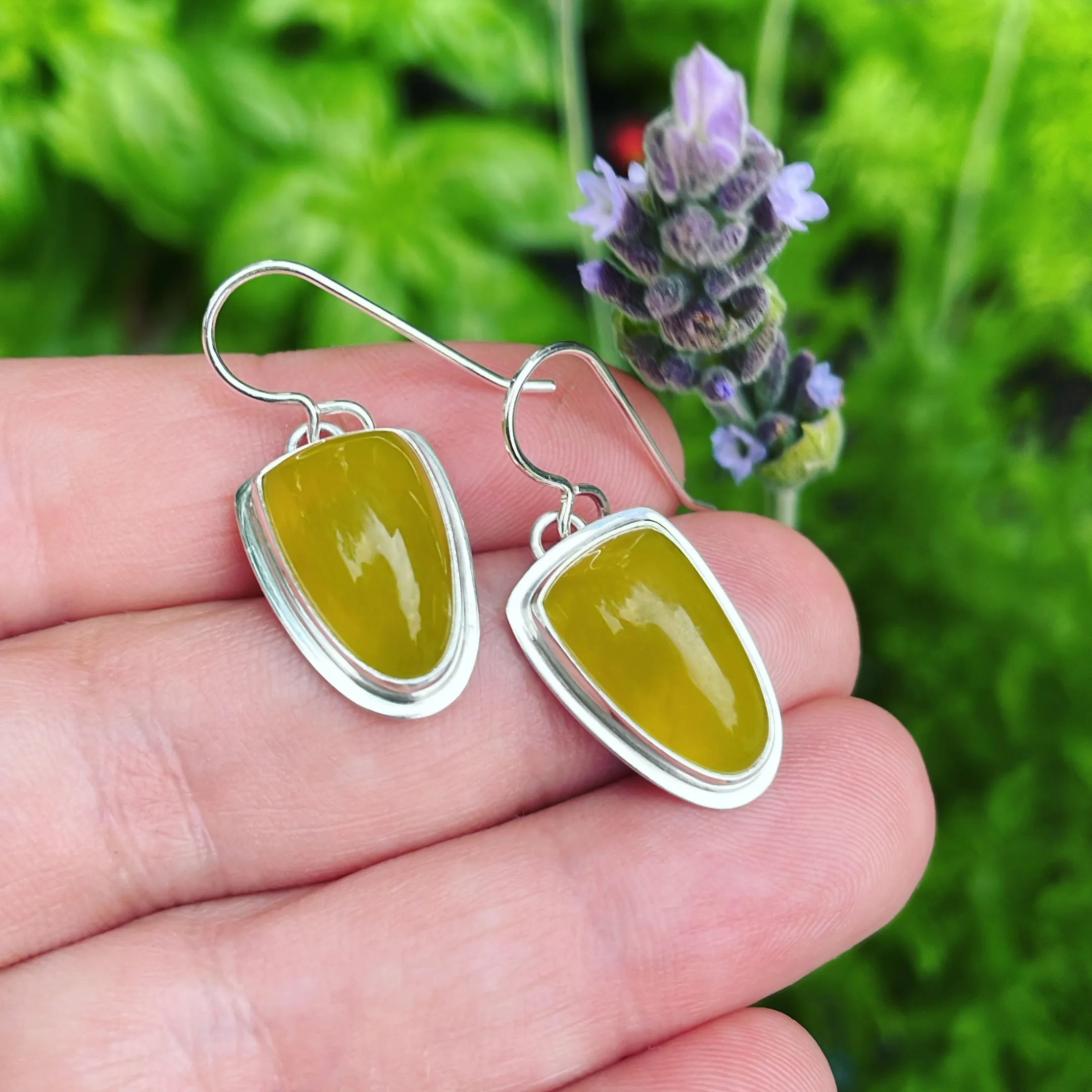 Vesuvianite and Sterling Silver Earrings