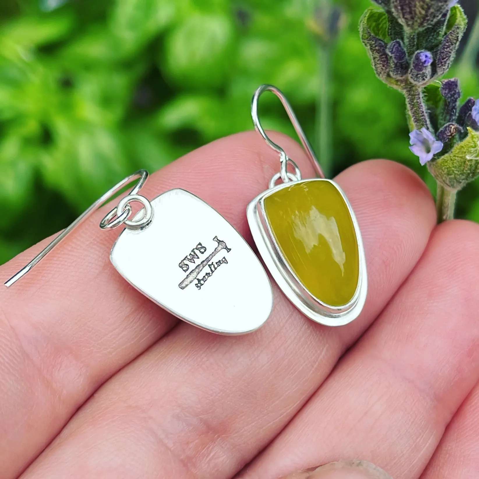 Vesuvianite and Sterling Silver Earrings