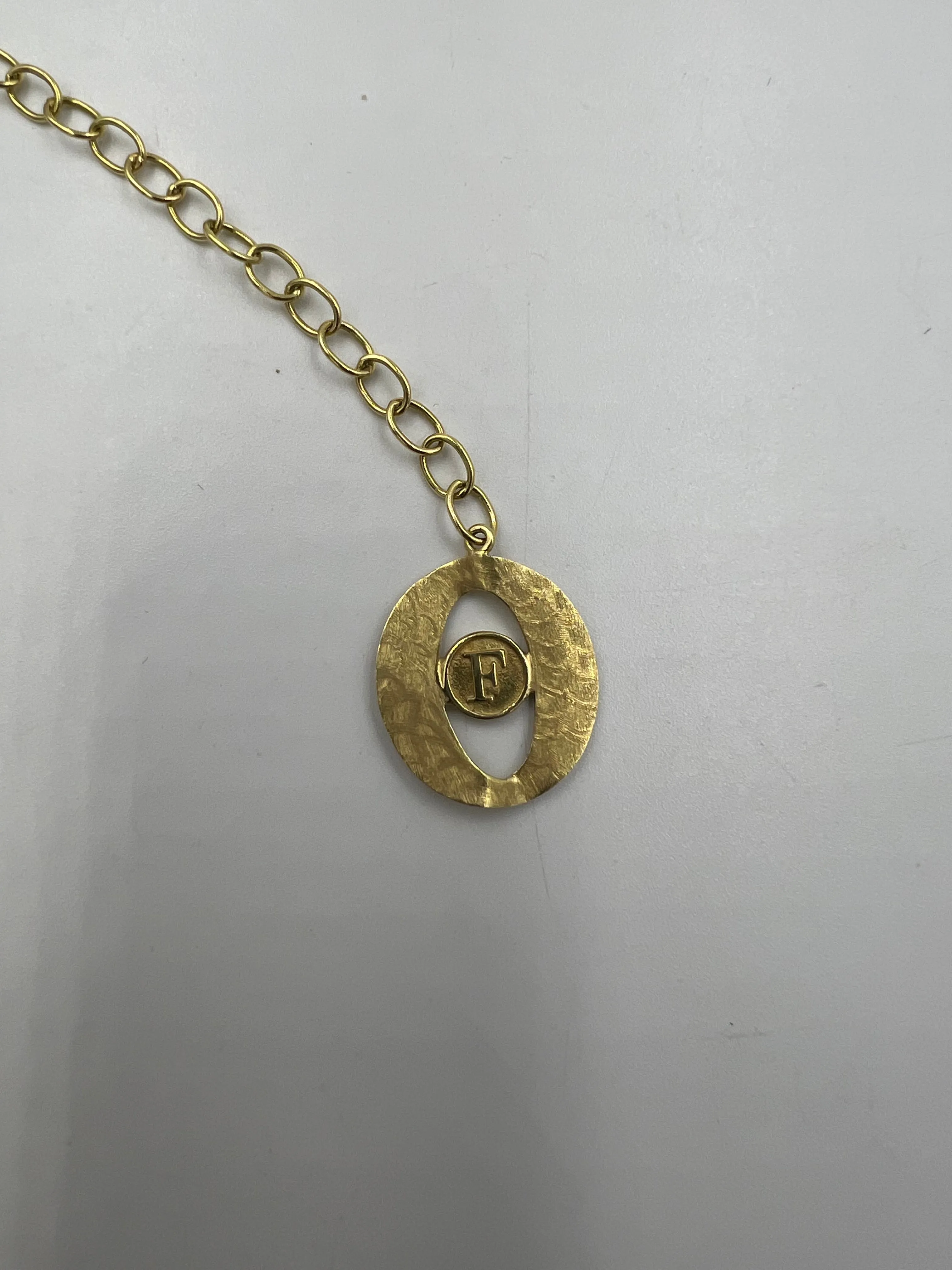 Wide Flat Oval Matt Finished Yellow Gold Link Necklace