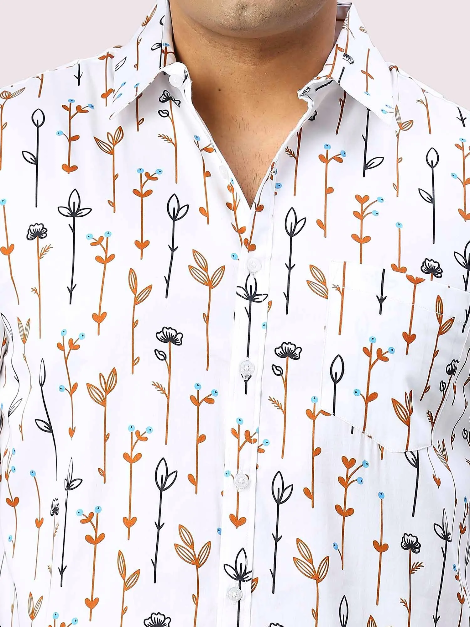 Wildflower Digital Printed Full Sleeve Shirt Men's Plus Size